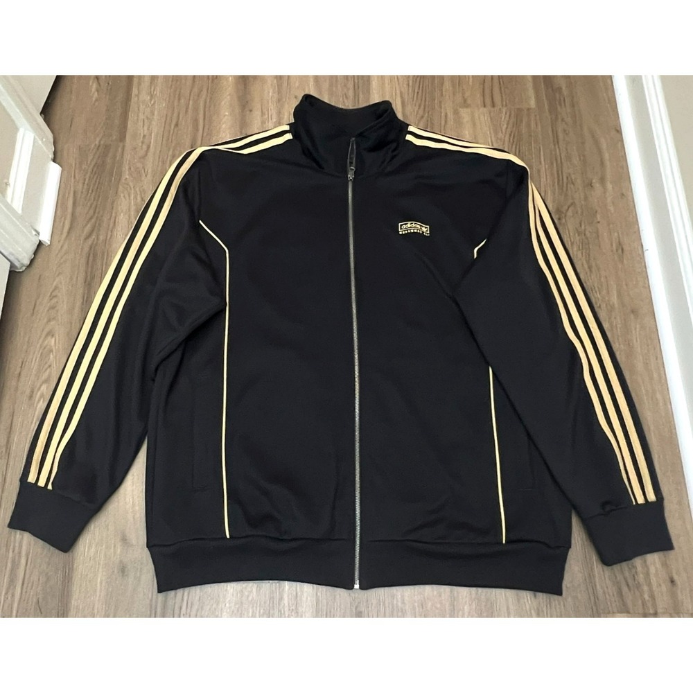 Adidas Originals Muhammad Aliโ Track Jacket XL Black Gold Full Zip 3 Stripe